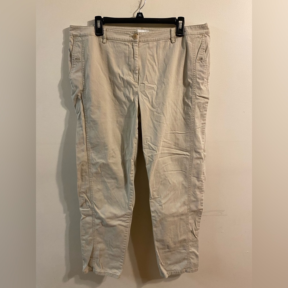 Women's J. Jill 4-Pocket Khaki Chino Flat Front Casual‎ Pants Size 18 29" Inseam